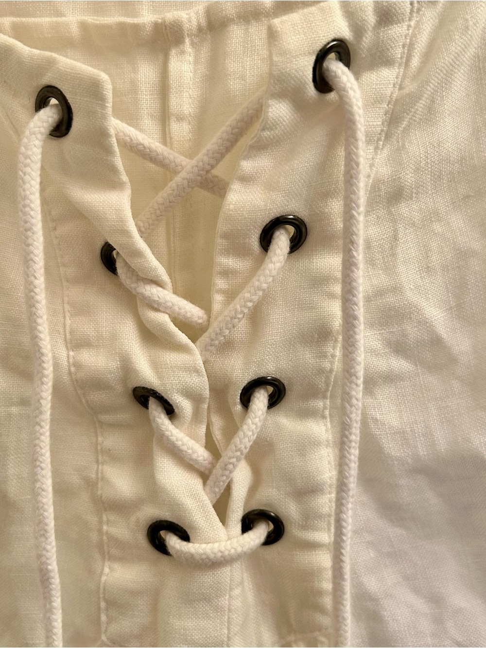 Share Boden 100% Linen White Dress Sleeveless Short Lace-Up Beach Womens US 4 - Picture 3 of 6